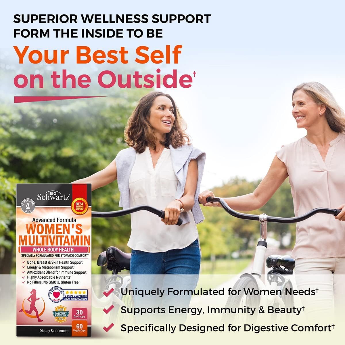 Women's Multivitamin with Vitamin D3 for Bone, Breast, Skin, and Joint Health - Immunity Support and Natural Defense - 60 Capsules