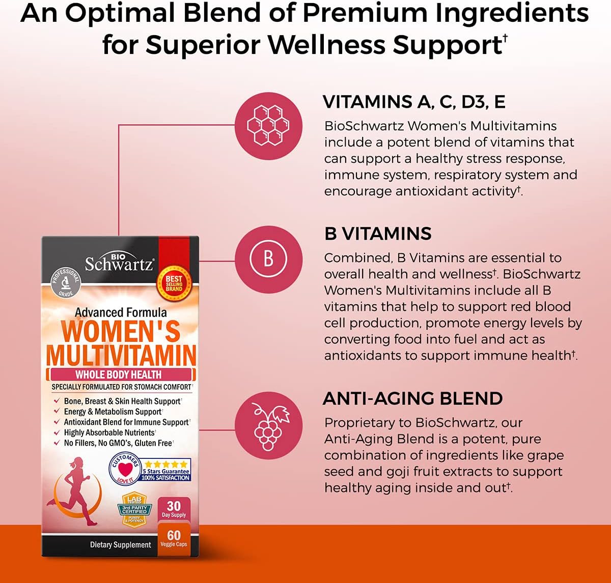 Women's Multivitamin with Vitamin D3 for Bone, Breast, Skin, and Joint Health - Immunity Support and Natural Defense - 60 Capsules