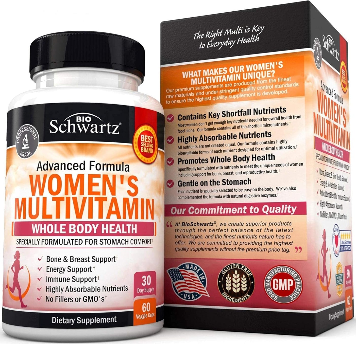 Women's Multivitamin with Vitamin D3 for Bone, Breast, Skin, and Joint Health - Immunity Support and Natural Defense - 60 Capsules