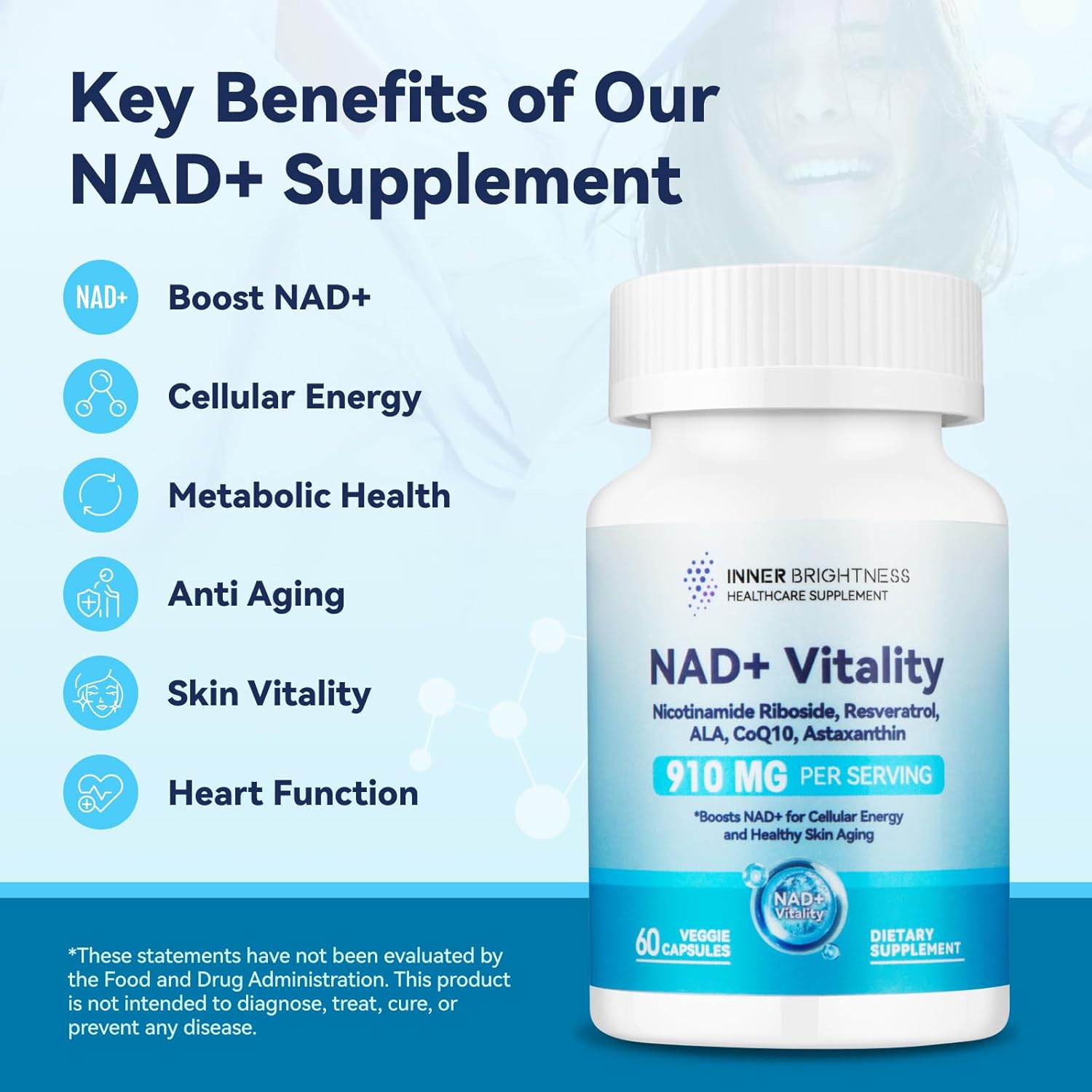 Women's NAD+ and Urolithin A Supplements for Cellular Energy and Muscle Strength - 1000 MG