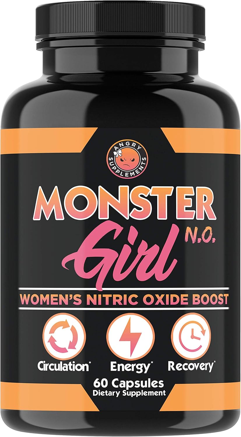 Women’s Nitric Oxide Booster Capsules for Energy, Circulation, Workouts & Recovery - L-Arginine & L-Citrulline Formula (60ct)