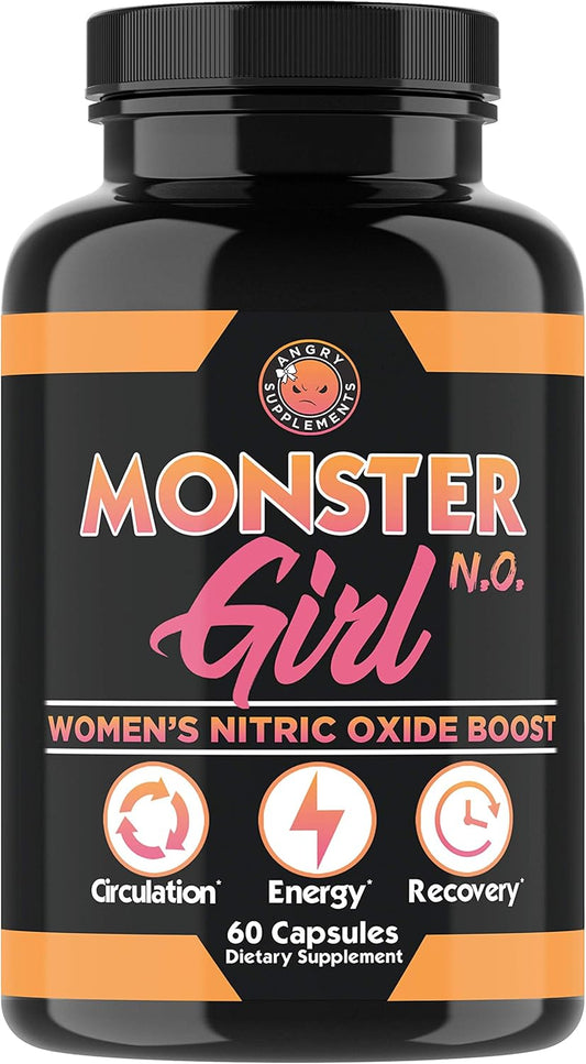 Women’s Nitric Oxide Booster Capsules for Energy, Circulation, Workouts & Recovery - L-Arginine & L-Citrulline Formula (60ct)