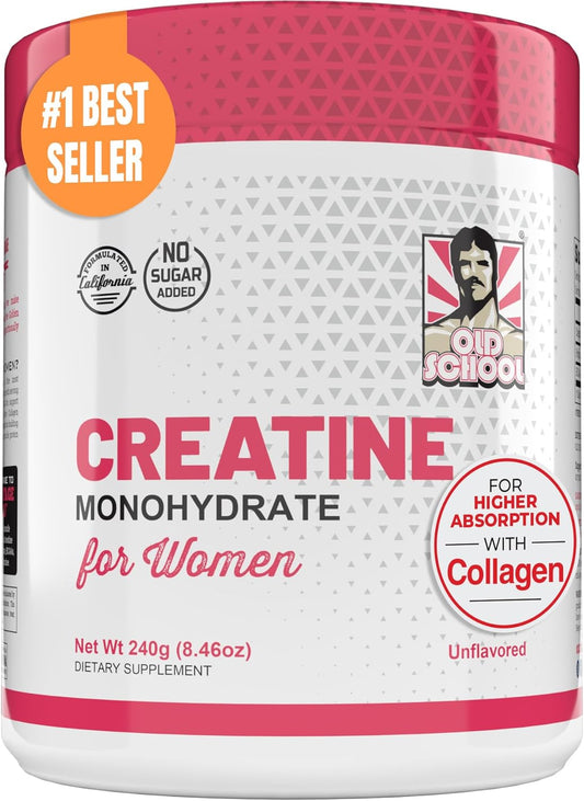 Women's Optimized 5000mg Creatine Monohydrate Powder with Collagen and BCAAs - Lean Muscle, Recovery, Energy - Made in USA