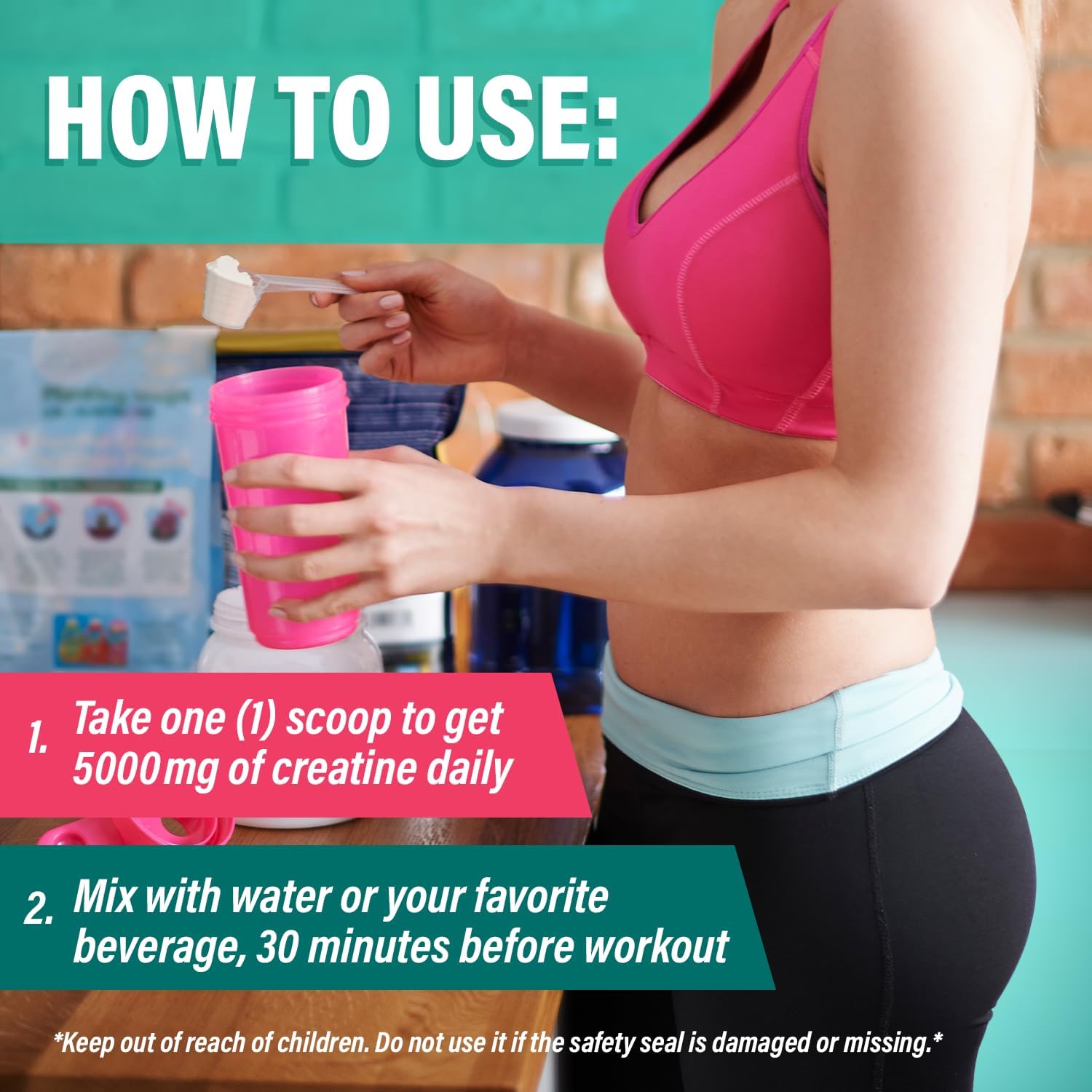 Women's Optimized 5000mg Creatine Monohydrate Powder with Collagen and BCAAs - Lean Muscle, Recovery, Energy - Made in USA