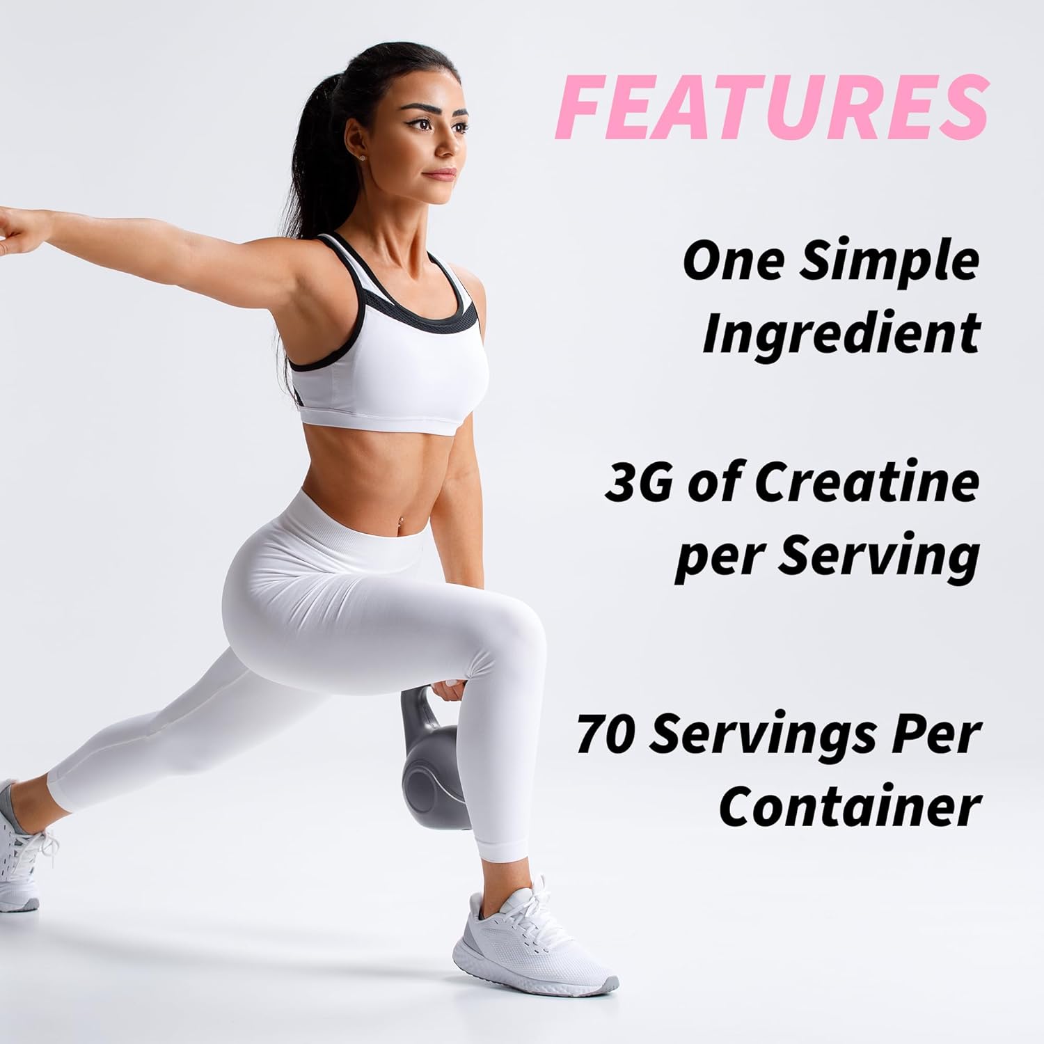 Women's Peach Pump Creatine Powder - Booty Builder Supplement for Women - 70 Servings, Unflavored
