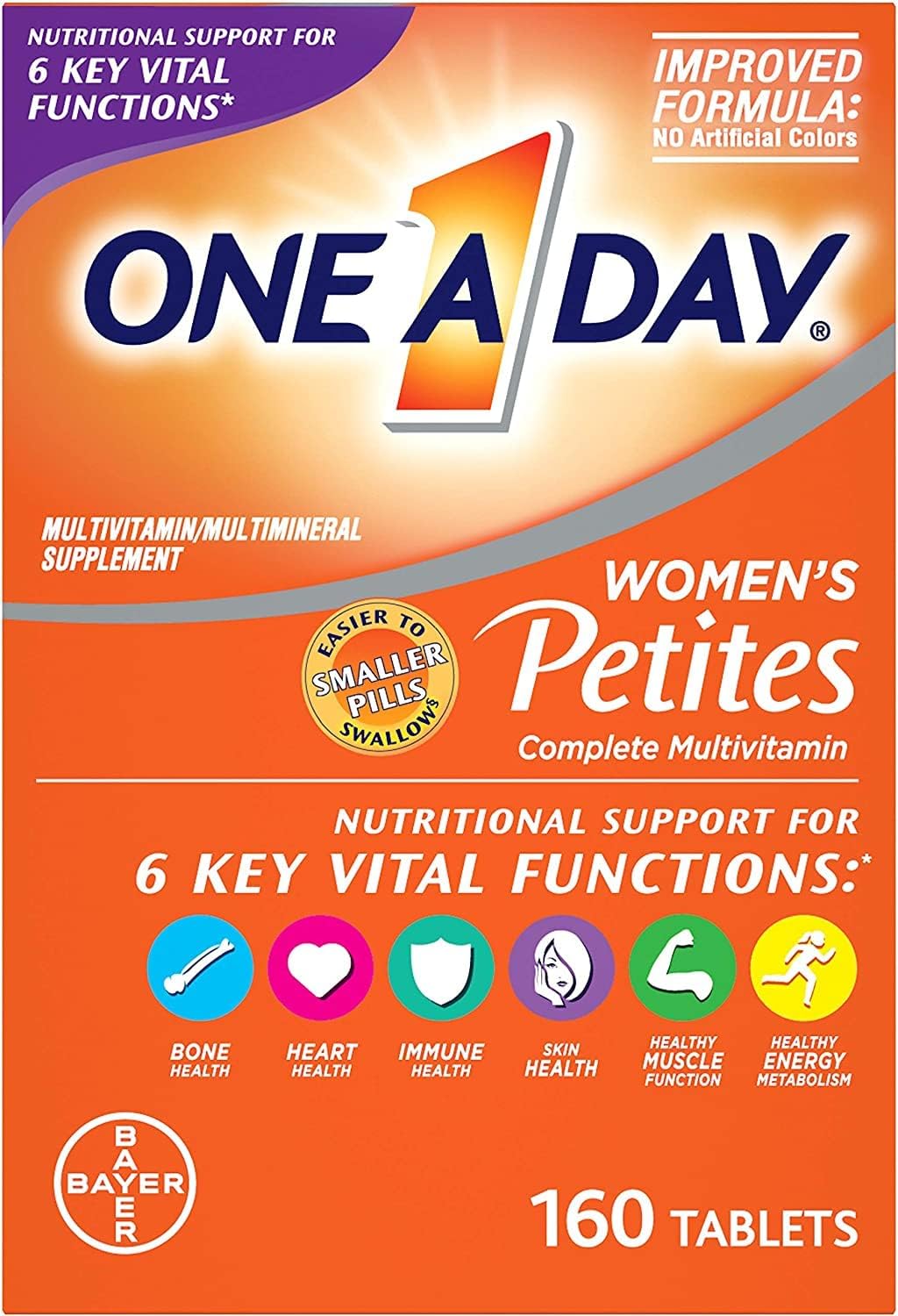 Women's Petites Multivitamin with Essential Vitamins & Minerals for Immune Health Support, Biotin, Folate, 160 Count