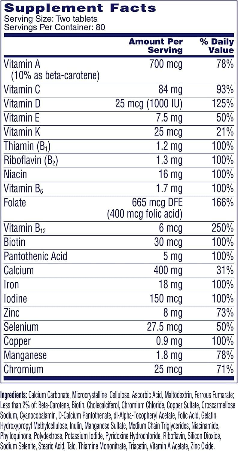 Women's Petites Multivitamin with Essential Vitamins & Minerals for Immune Health Support, Biotin, Folate, 160 Count