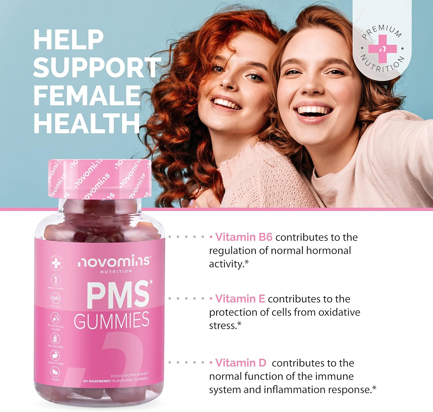 Women's PMS Gummies with Probiotics - Hormone Balance Support - Energy, Cognitive Function & Immune System Boost