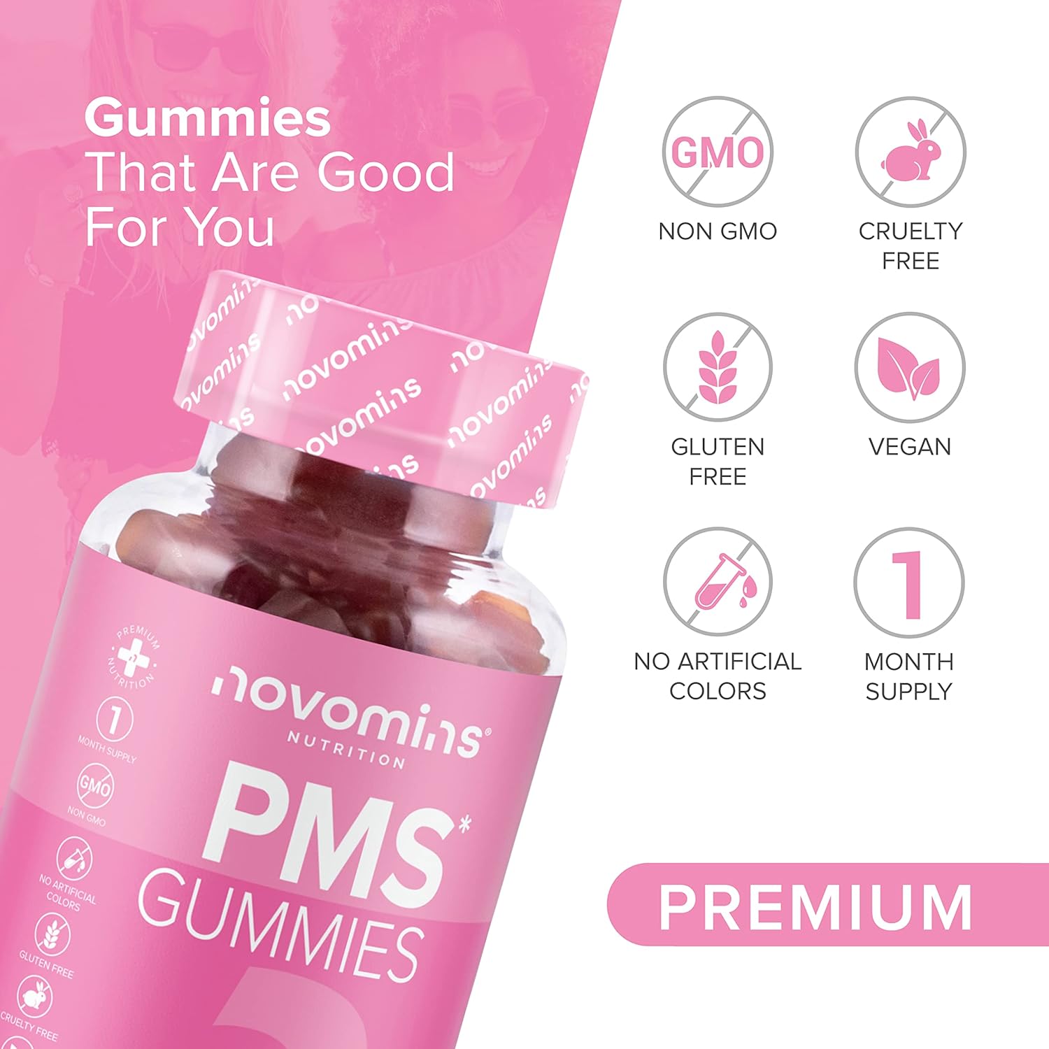 Women's PMS Gummies with Probiotics - Hormone Balance Support - Energy, Cognitive Function & Immune System Boost