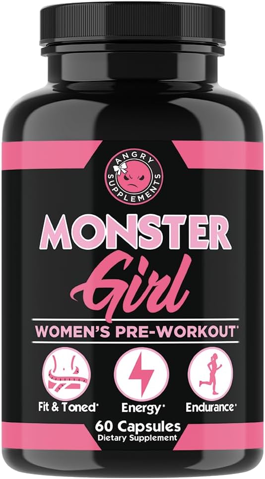 Women's Pre-Workout Energy Pills with Caffeine, Yerba Mate, Apple Cider Vinegar - 60 Capsules for Boosting Performance and Recovery