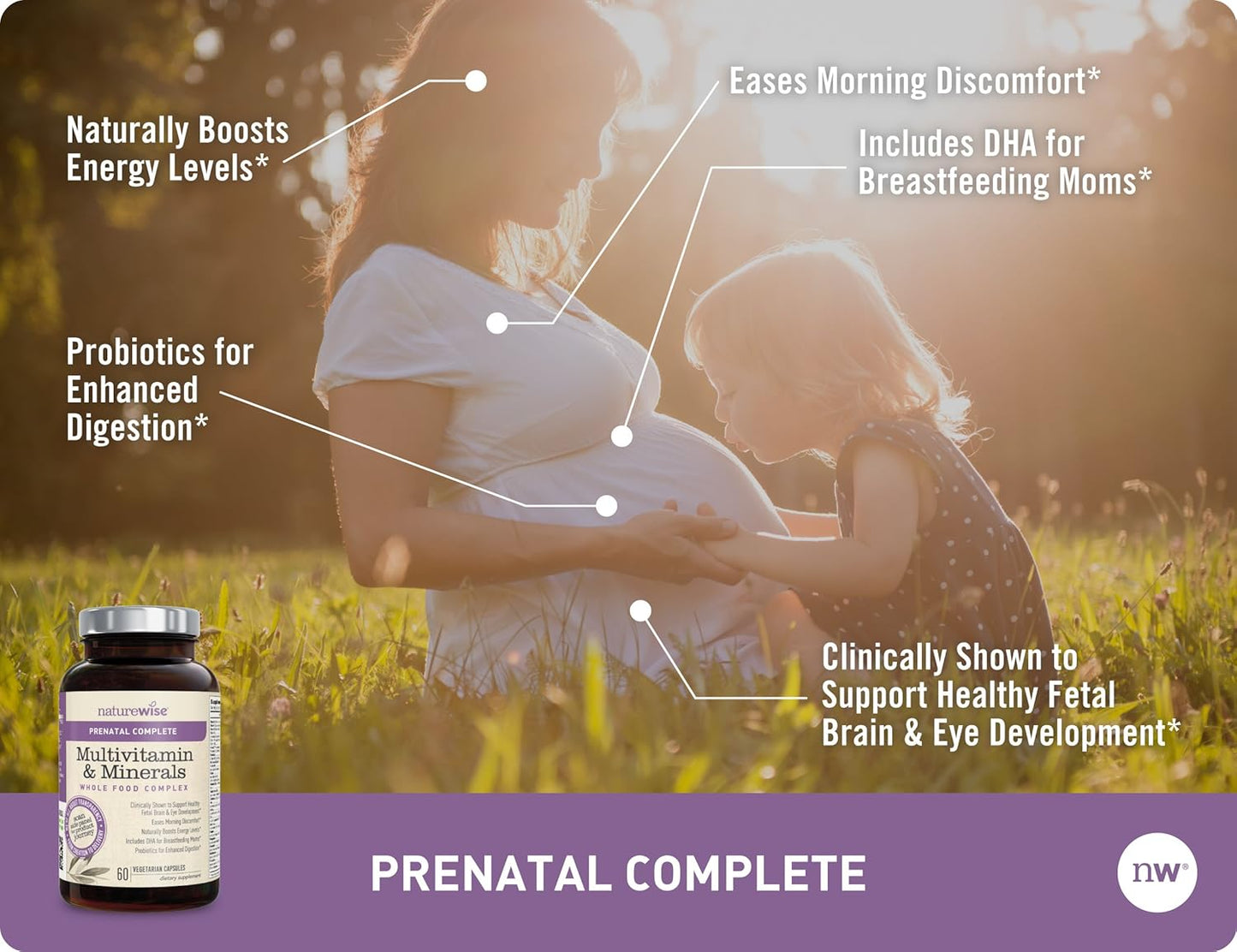 Women's Prenatal Whole Food Multivitamin with Folate, Vegetarian DHA, Iron, Calcium, Lutein, Probiotics, Vitamin D3 | 60 count