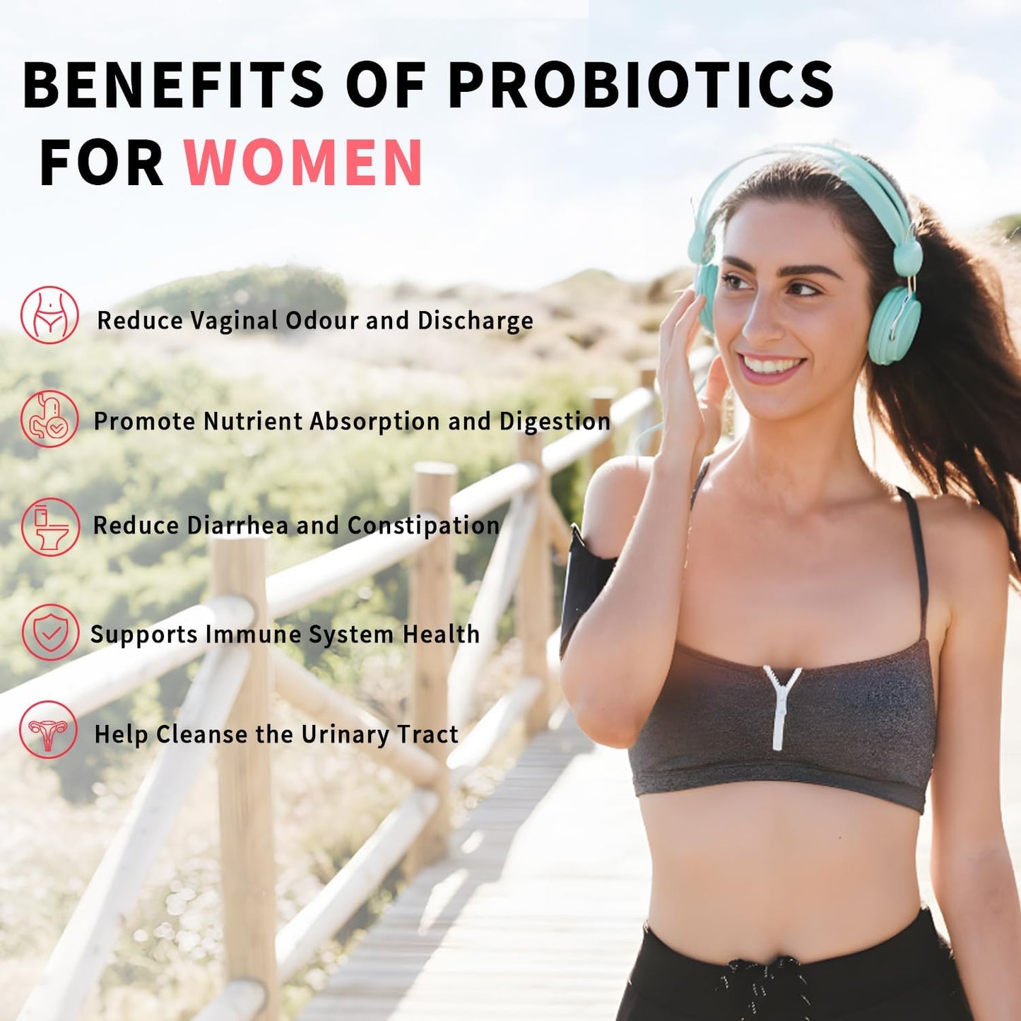 Women's Probiotic Blend for PH Balance, Digestive & Immune Health - 4 Strains, Supports Vaginal Flora & Odor - 60 Ct
