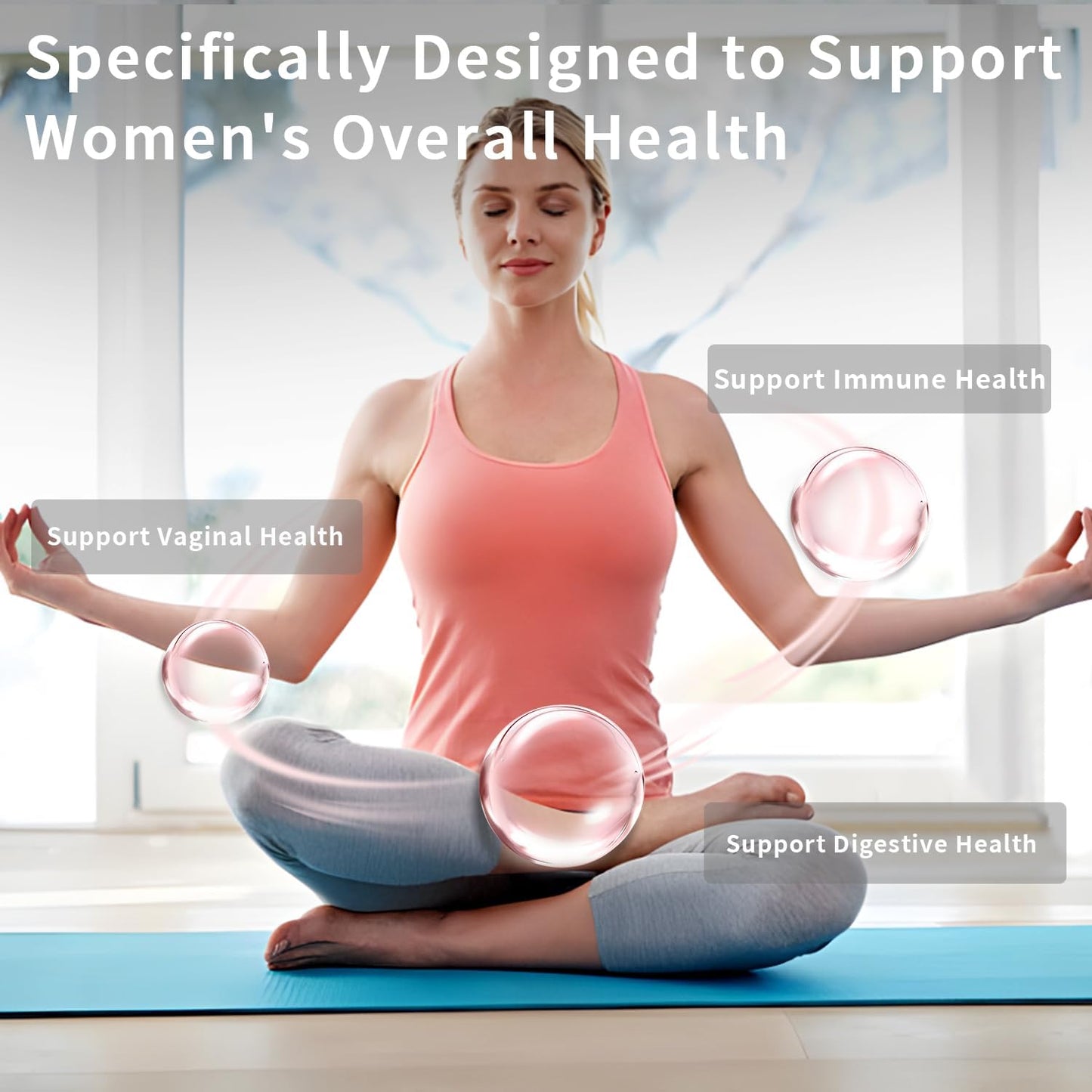 Women's Probiotic Blend for PH Balance, Digestive & Immune Health - 4 Strains, Supports Vaginal Flora & Odor - 60 Ct