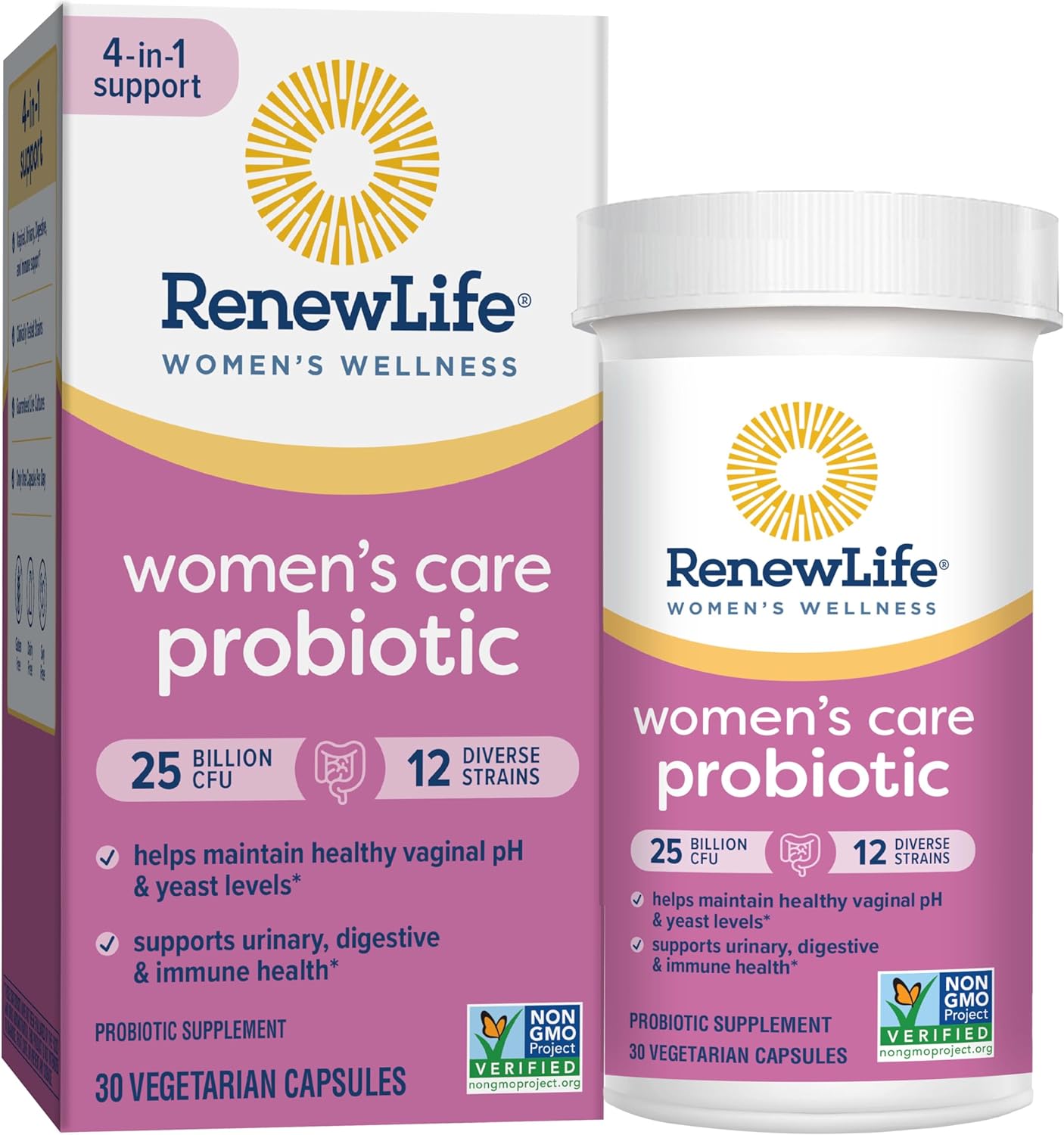 Women's Probiotic Capsules for pH Balance, Vaginal, Urinary, Digestive & Immune Health - L. Rhamnosus GG, 25 Billion CFU - 30 Ct, Dairy, Soy, Gluten-Free