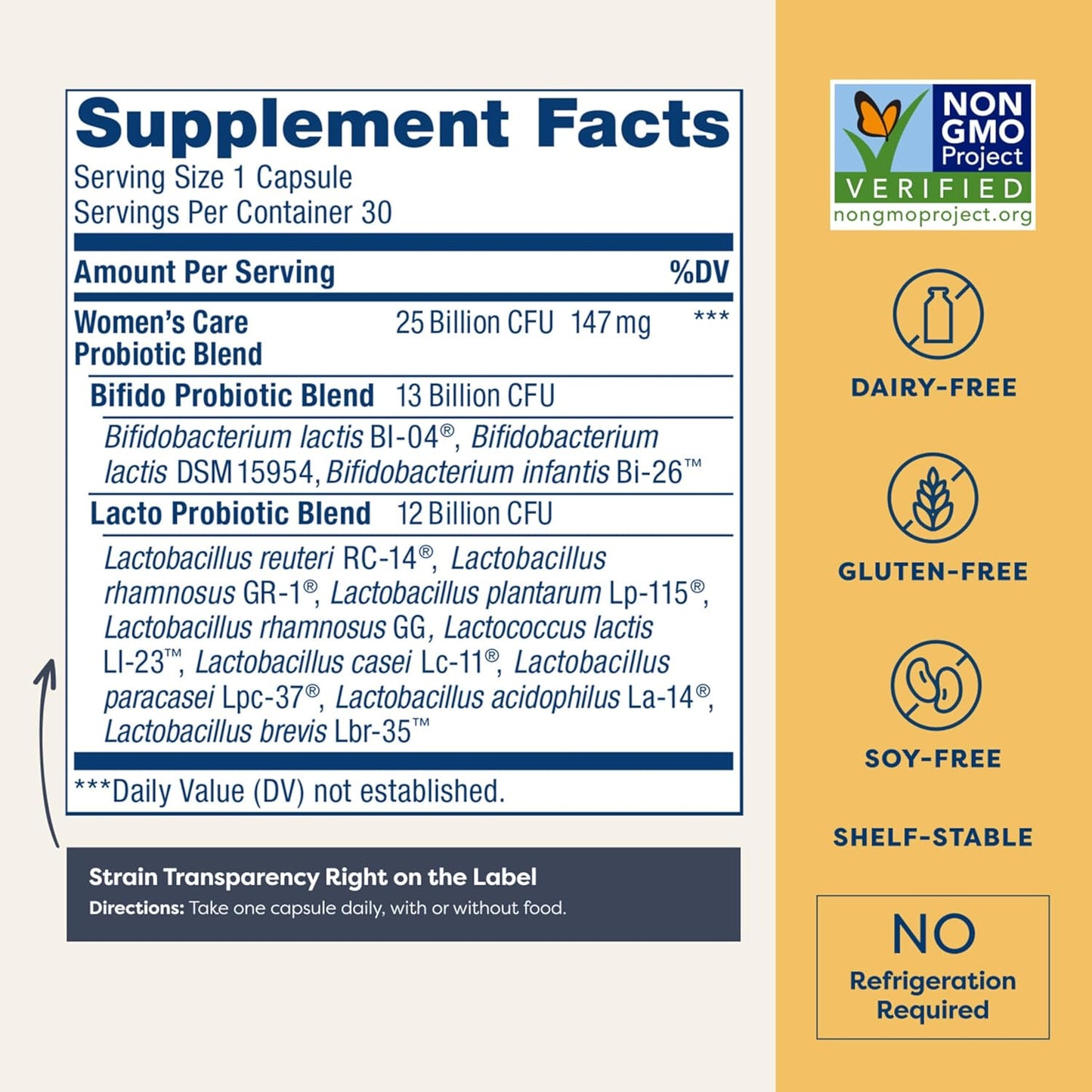 Women's Probiotic Capsules for pH Balance, Vaginal, Urinary, Digestive & Immune Health - L. Rhamnosus GG, 25 Billion CFU - 30 Ct, Dairy, Soy, Gluten-Free
