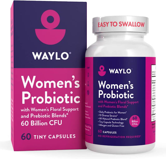 Women's Probiotic Capsules with Cranberry & D-Mannose for UTI & pH Balance - 60 Billion CFUs, 60 Capsules, Easy to Swallow