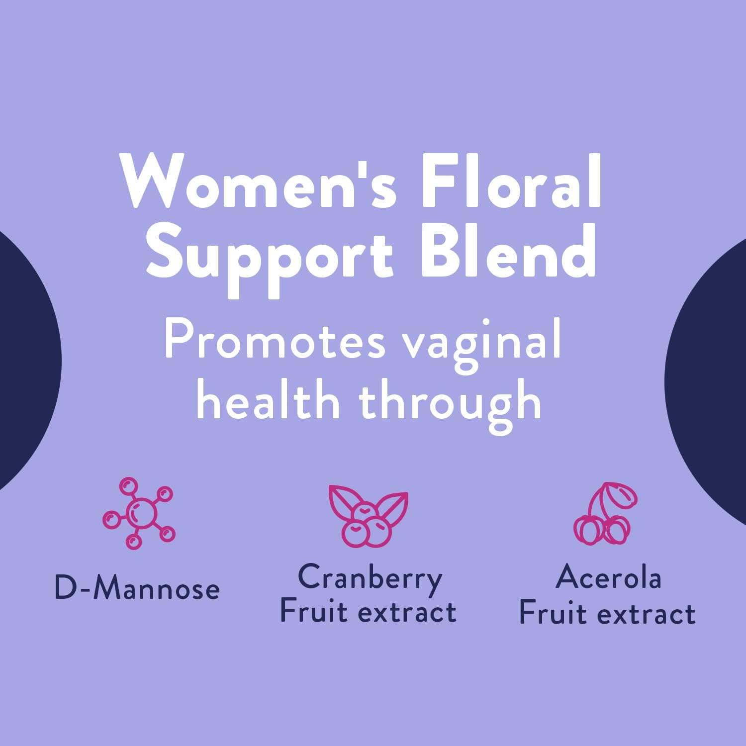 Women's Probiotic Capsules with Cranberry & D-Mannose for UTI & pH Balance - 60 Billion CFUs, 60 Capsules, Easy to Swallow