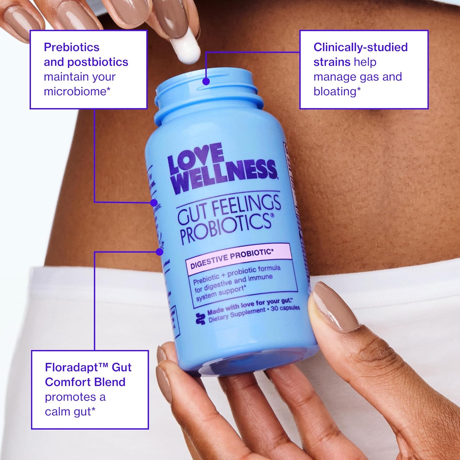 Women's Probiotic for Digestion & Immune Support | Gut Health Supplement with 3 Billion CFU, Prebiotic & Postbiotic | Gas Relief | 30 Count