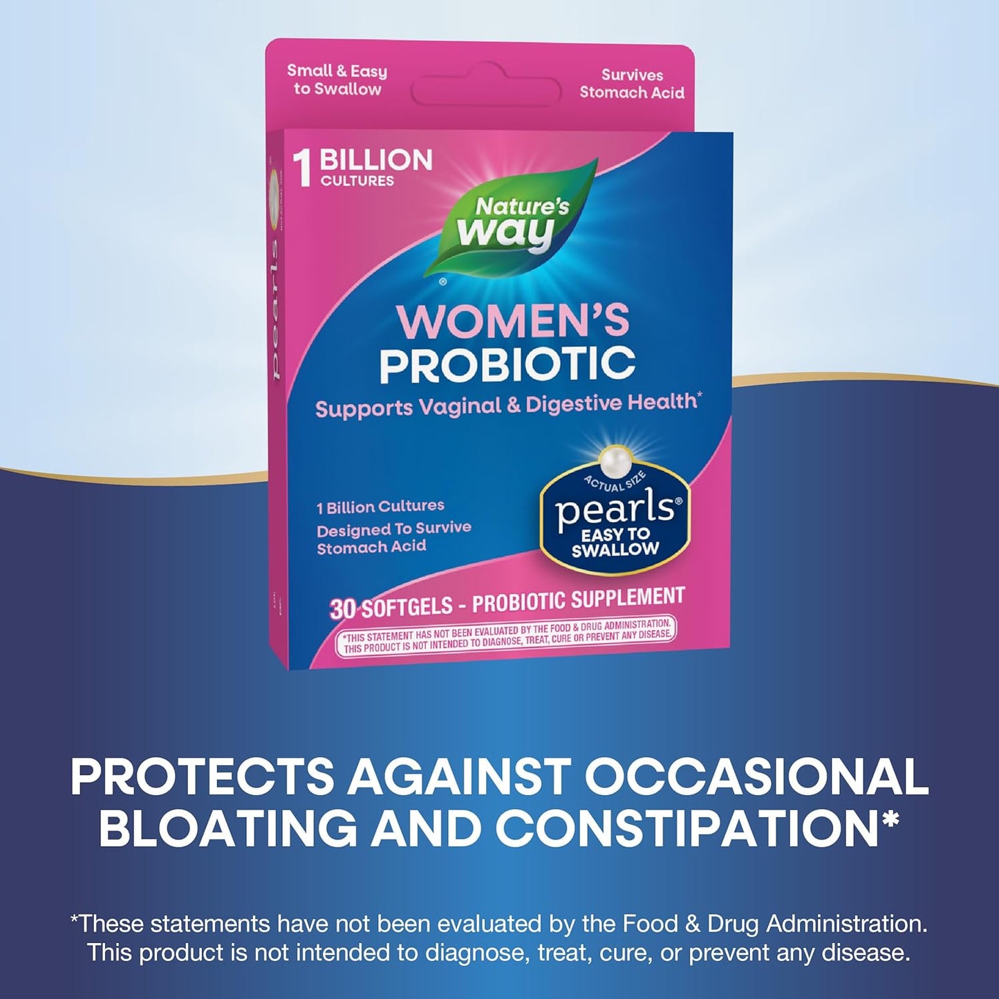 Women's Probiotic Pearls for Vaginal and Digestive Health - 1 Billion Live Cultures - No Refrigeration Needed - 30 Softgels