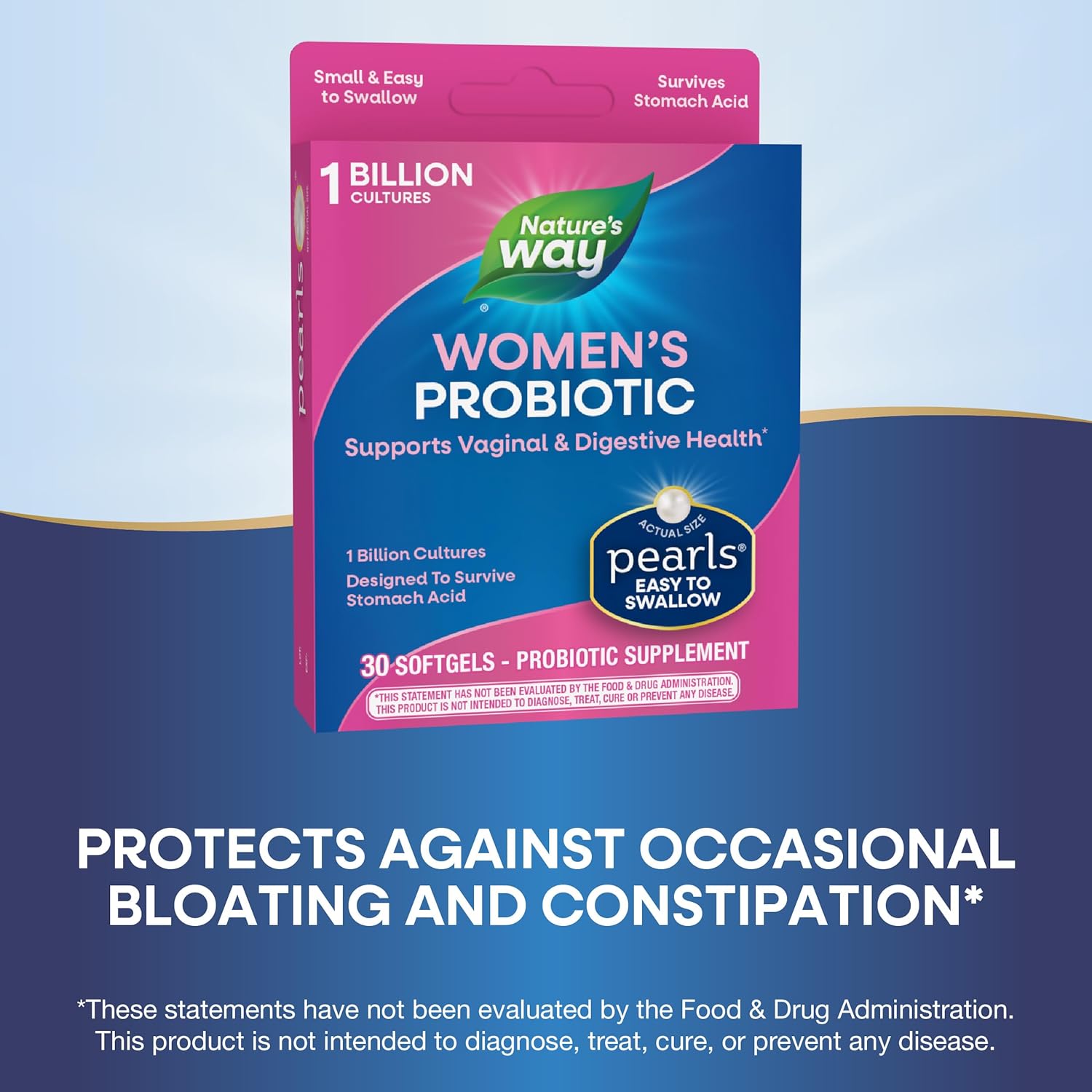 Women's Probiotic Pearls for Vaginal and Digestive Health - 1 Billion Live Cultures - No Refrigeration Needed - 30 Softgels