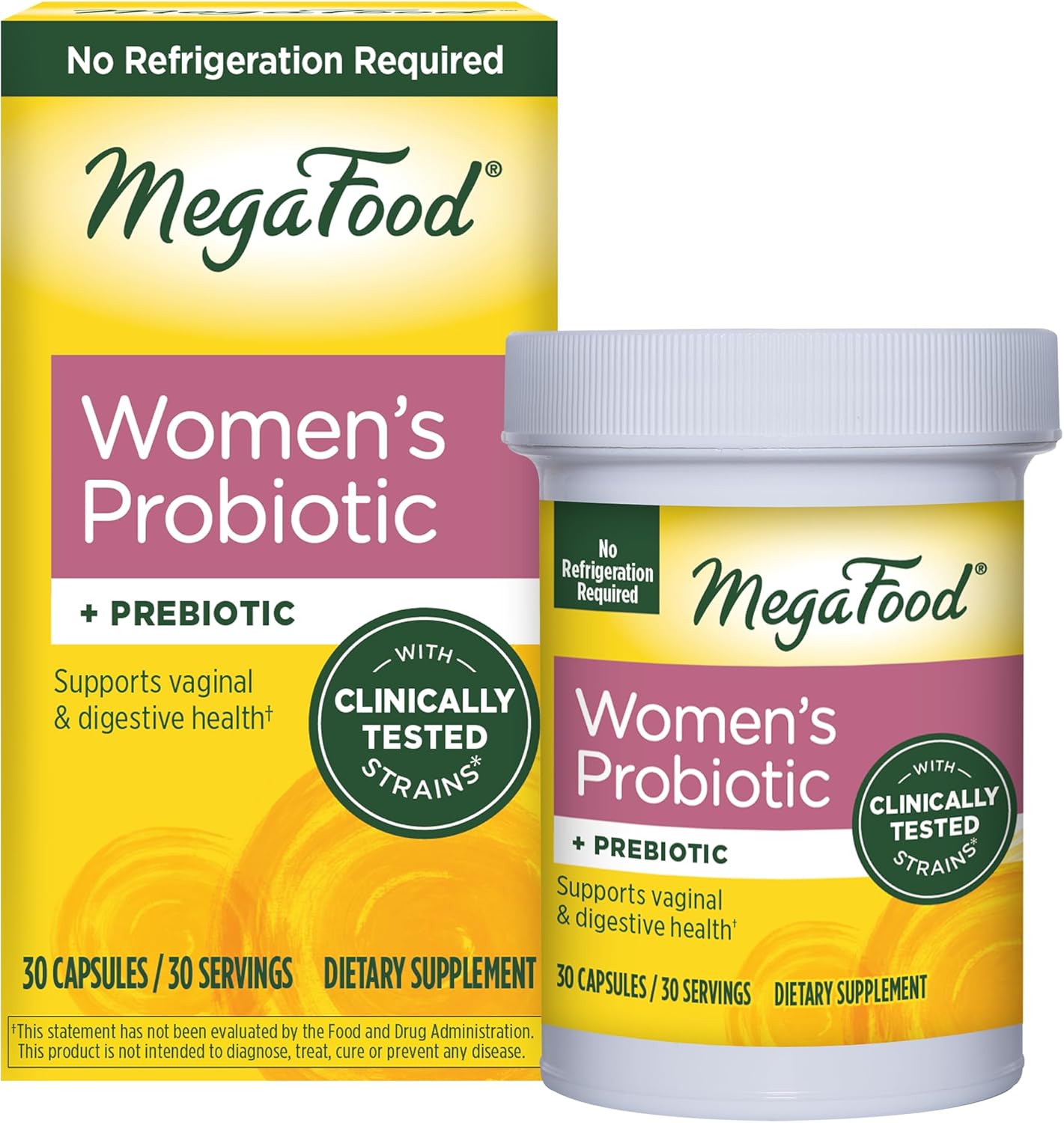 Women's Probiotic + Prebiotic Capsules for Digestive Health & Vaginal pH Balance - Gluten-Free, Vegetarian Formula - 30 Capsules