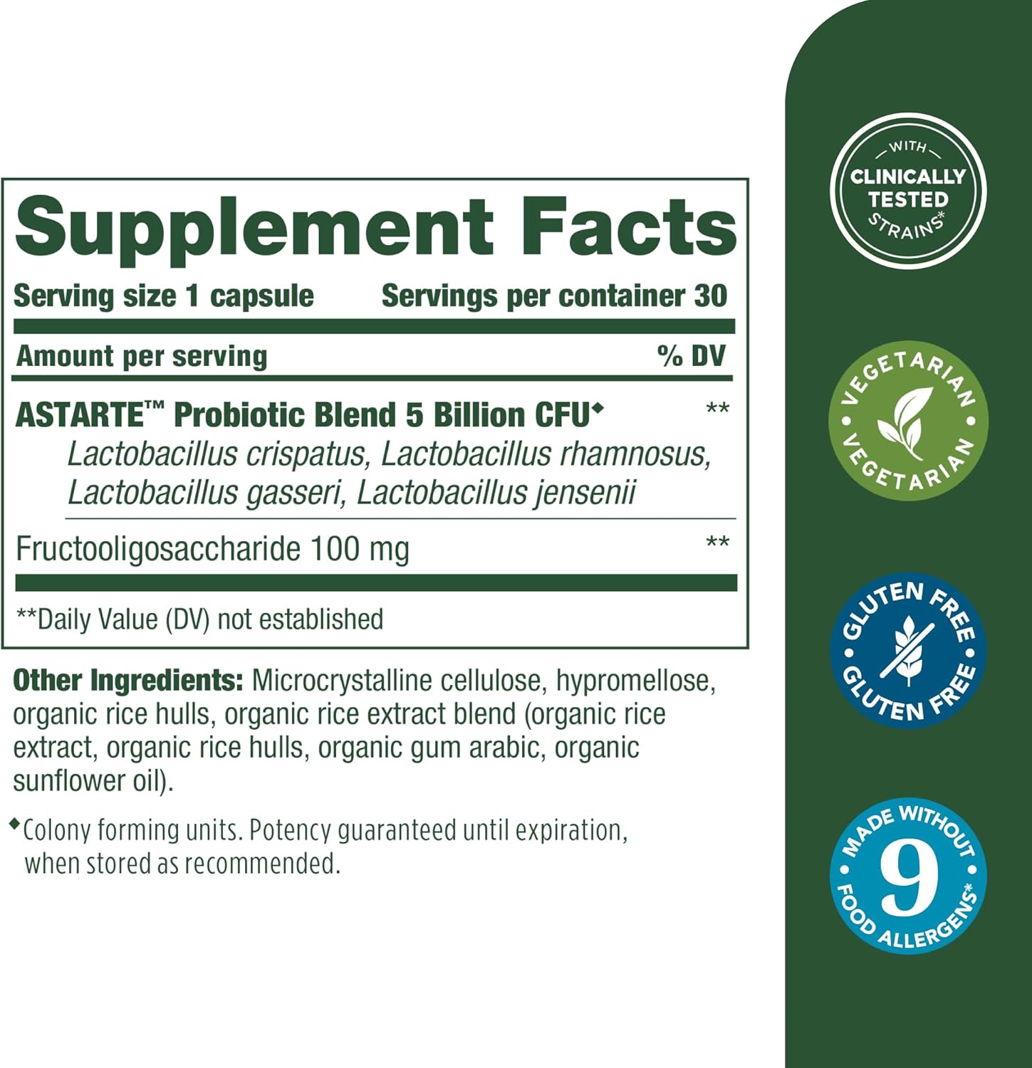 Women's Probiotic + Prebiotic Capsules for Digestive Health & Vaginal pH Balance - Gluten-Free, Vegetarian Formula - 30 Capsules