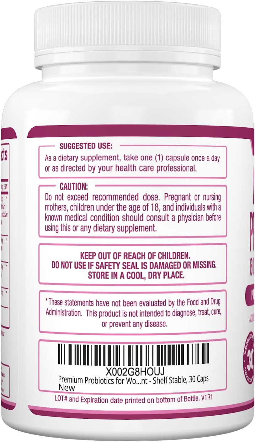 Women's Probiotic Supplement - 60 Billion CFU with Prebiotics, 10 Strains, Digestive & Vaginal Health Support - 30 Capsules