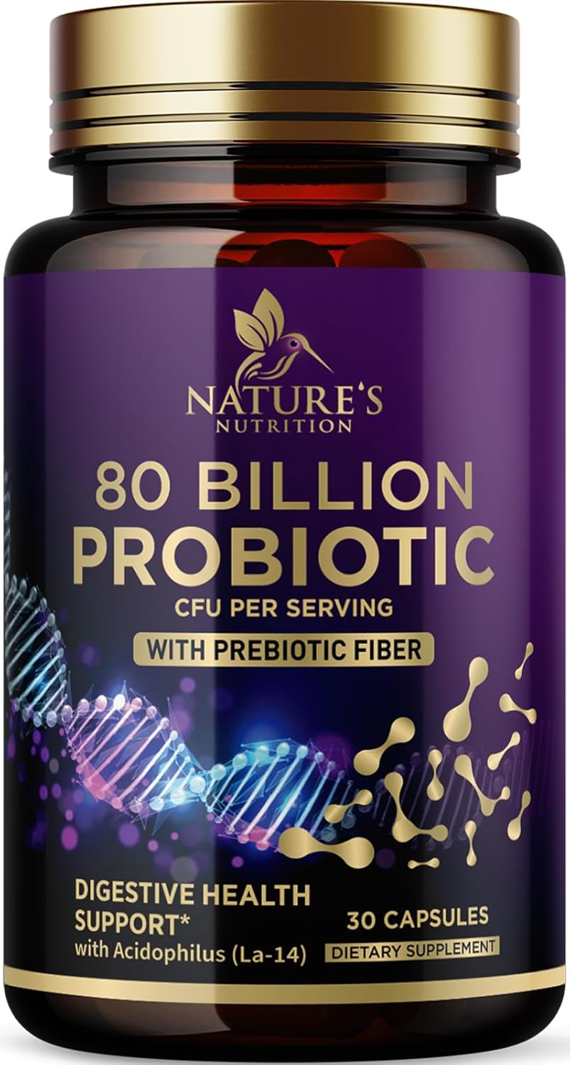Women's Probiotic Supplement w/ 80 Billion CFU, Prebiotics, & Acidophilus - Immune & Digestive Support, Relieves Constipation - 30 Capsules