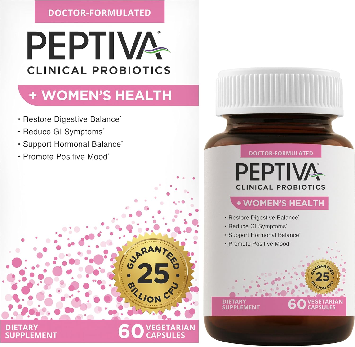 Women's Probiotic with 25 Billion CFU for Digestive Health - Multi-Strain Probiotic with Lactobacillus Acidophilus and Bifidobacterium - 60 Vegetarian Capsules