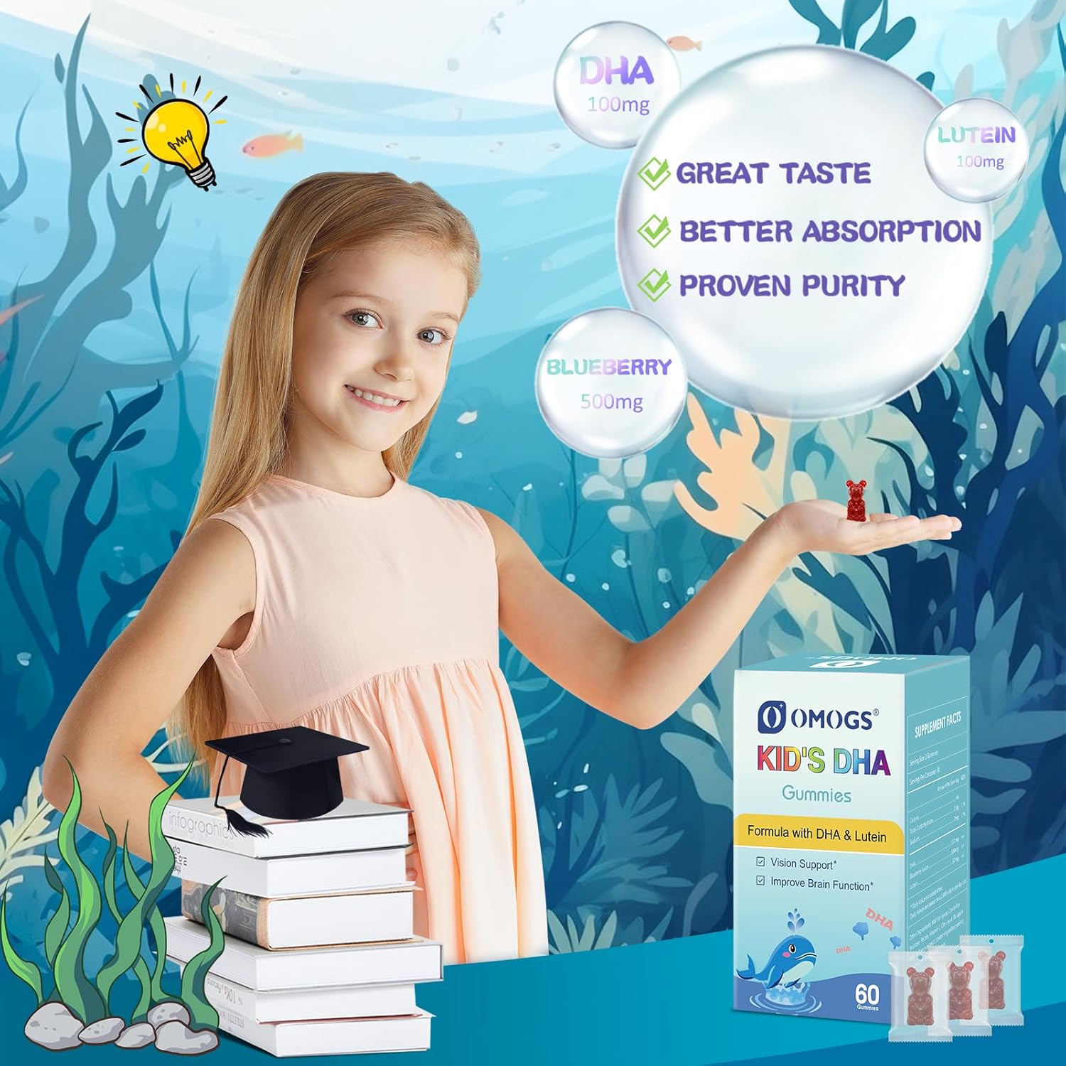 Women's Probiotic with Children’s DHA for Digestive Health, Immune Boost, PH Balance, Urethral Health, Eye Health, Brain Health, and Immunity.