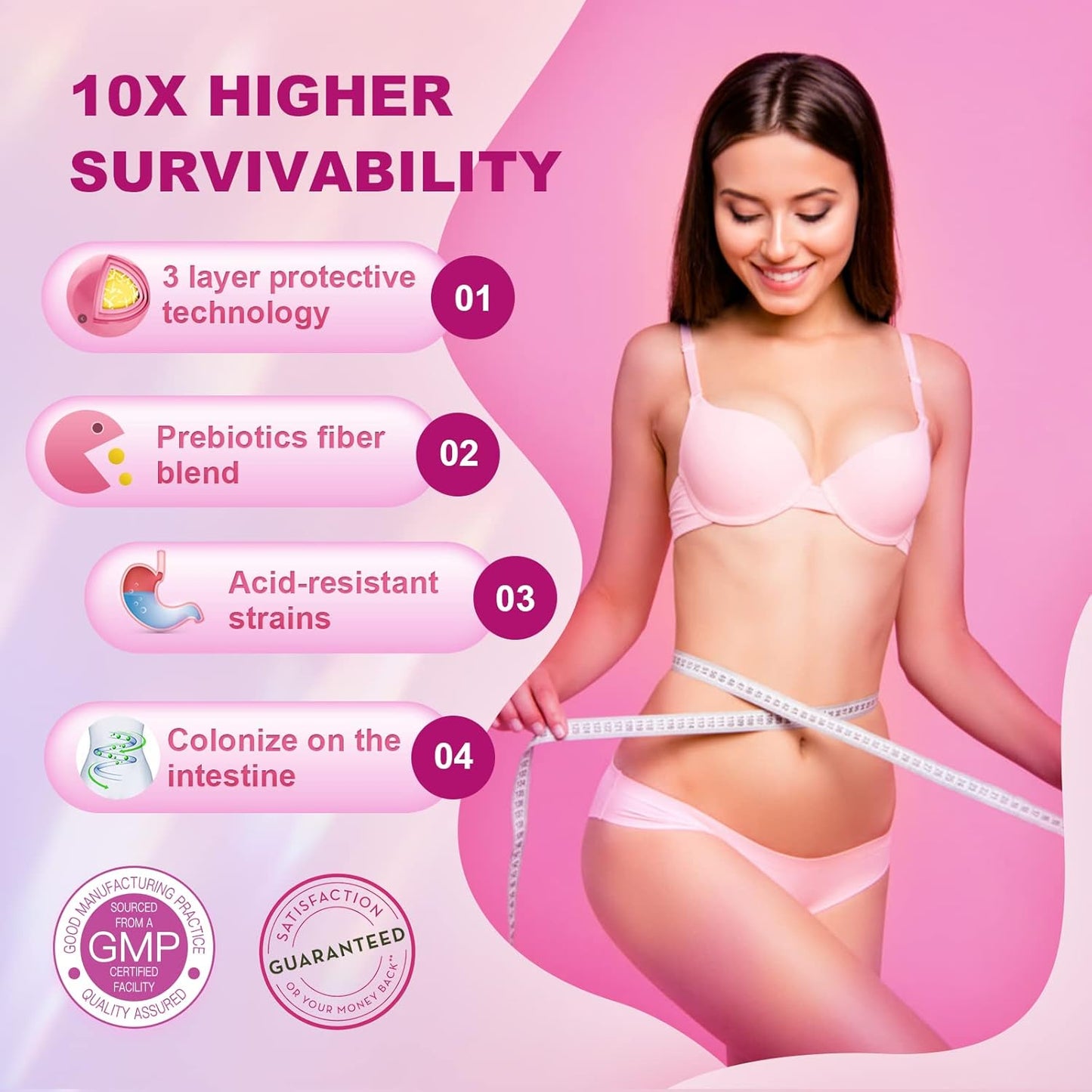 Women's Probiotic with Cranberry Extract, Organic Prebiotics, Vitamin C - 90 Billion CFUs, 18 Strains - Immune, Digestive, Gut & Women's Health Support - Gluten & Soy Free - 90 Tablets