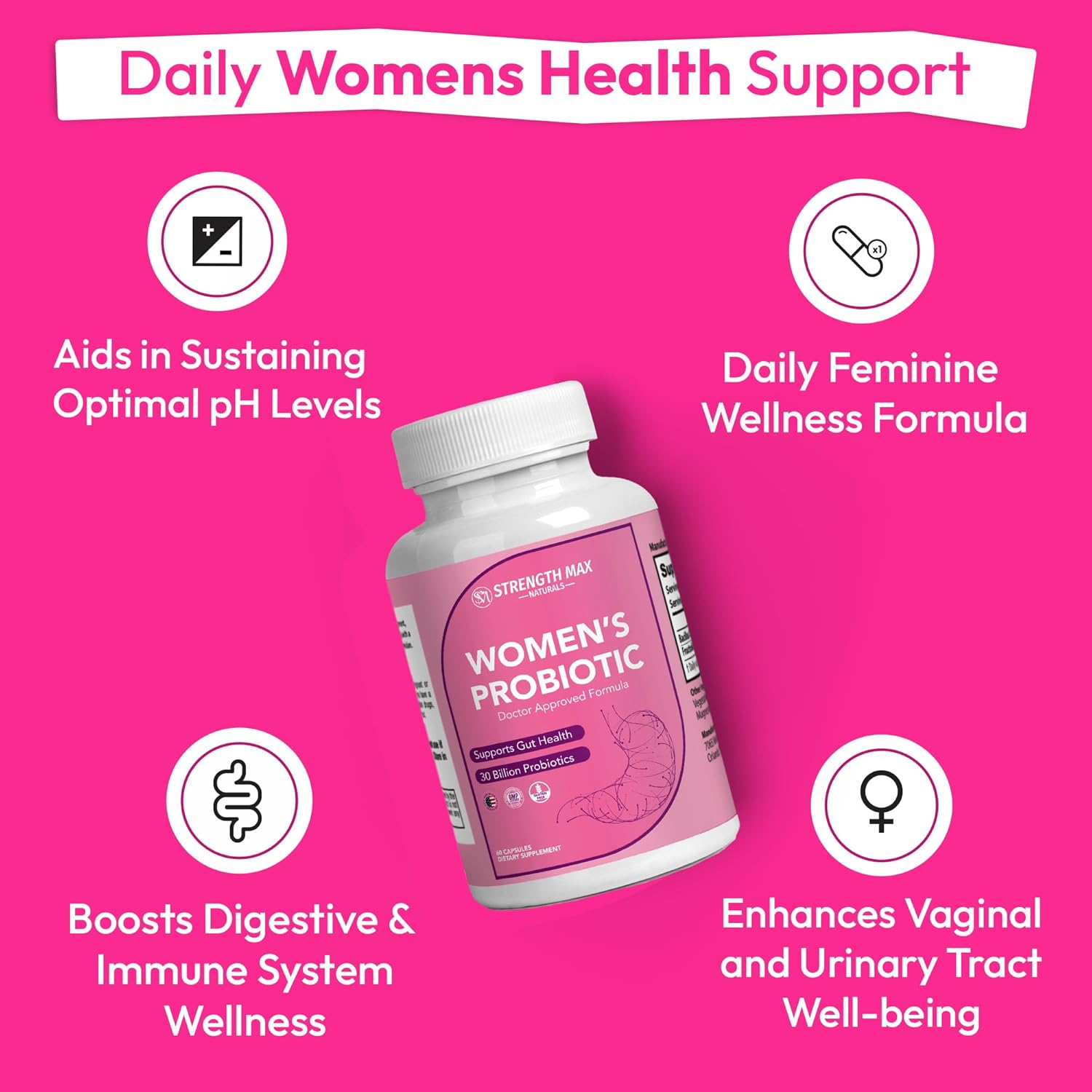 Women's Probiotic with Maximum Strength for Digestive, PH Balance, and Vaginal Health - Natural Formula