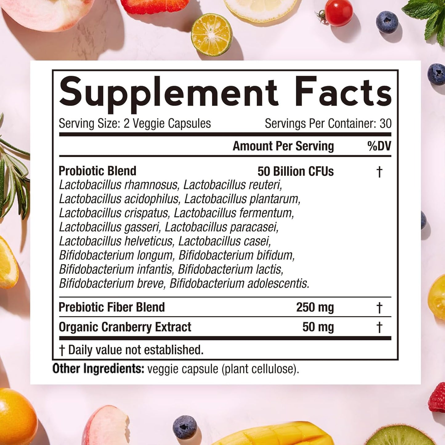 Women's Probiotic with Organic Cranberry - 60 Capsules, 50 Billion CFU, 16 Strains - Supports Digestive, Immune, Vaginal & Urinary Health - Shelf Stable, Delayed Release - No Soy, Gluten, Dairy