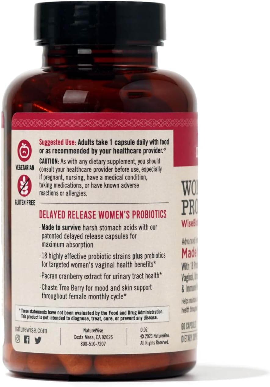 Women's Probiotic with Prebiotics, Cranberry & 18 Unique Strains - 20 Billion CFU - 60 Capsules - Vaginal, PH Balance, Digestive & Urinary Tract Support - 2-Month Supply