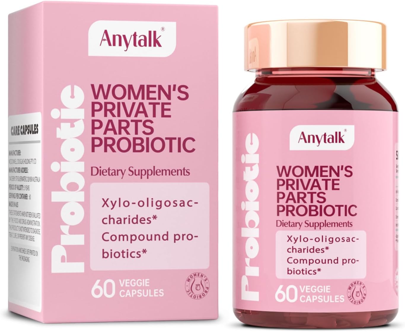 Women's Probiotic with Prebiotics & Lactobacillus Blend - Supports Vaginal pH Balance, Health Flora, 60 Capsules