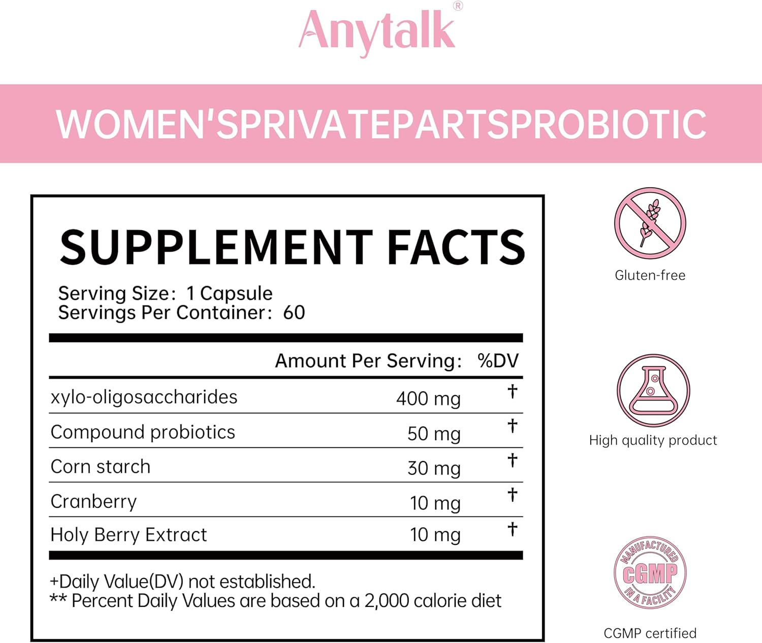 Women's Probiotic with Prebiotics & Lactobacillus Blend - Supports Vaginal pH Balance, Health Flora, 60 Capsules