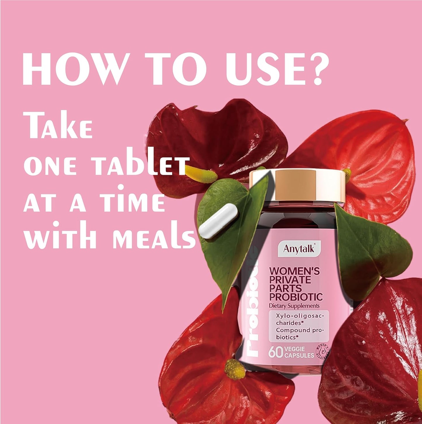 Women's Probiotic with Prebiotics & Lactobacillus Blend - Supports Vaginal pH Balance, Health Flora, 60 Capsules