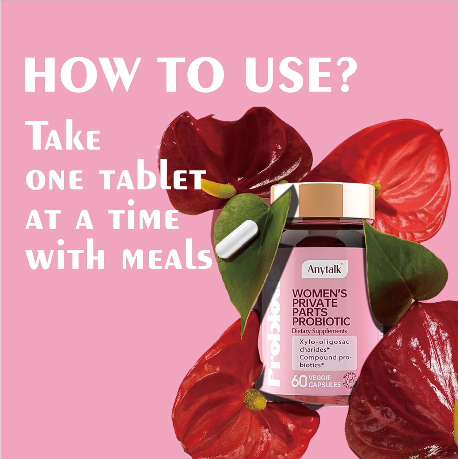 Women's Probiotic with Prebiotics & Lactobacillus Blend - Supports Vaginal pH Balance, Health Flora, 60 Capsules