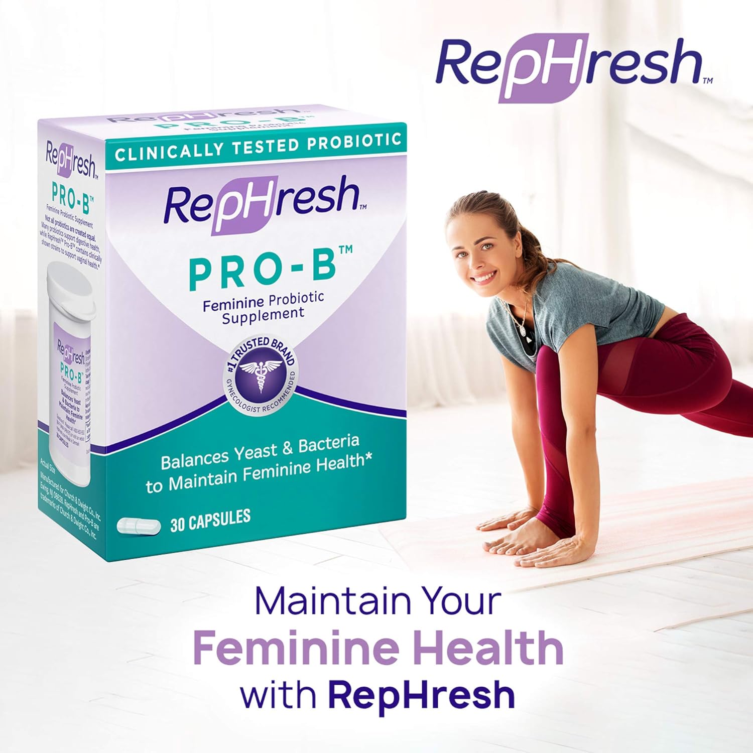 Women's RepHresh Pro-B Probiotic Supplement - 30 Oral Capsules for Gut Health and Balance