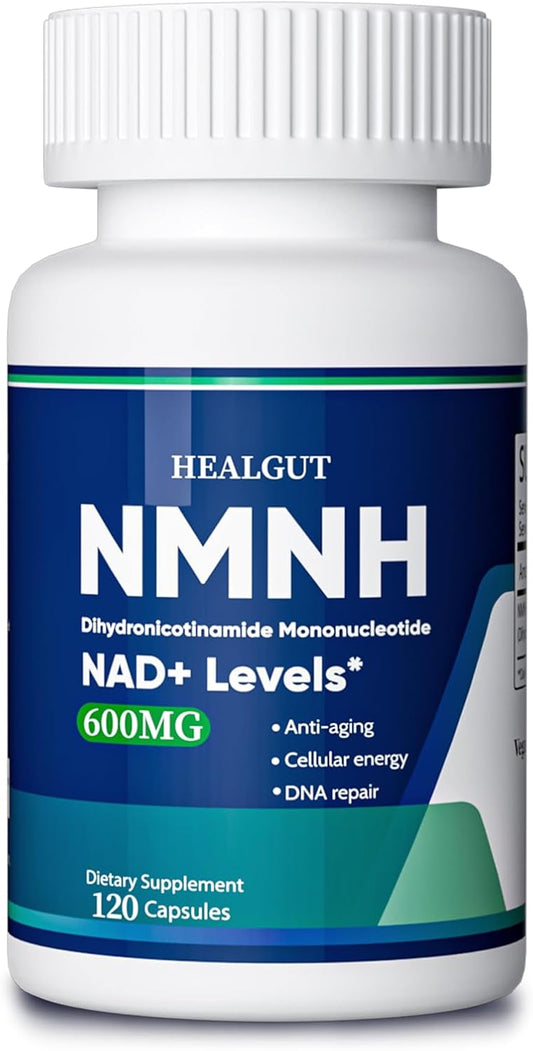 Women's Skin Aging Solution: HEALGUT Pure NMNH 500mg - NAD Supplement for Anti-Aging - Boost NAD+ Levels - Liposome Capsules - 120 Servings
