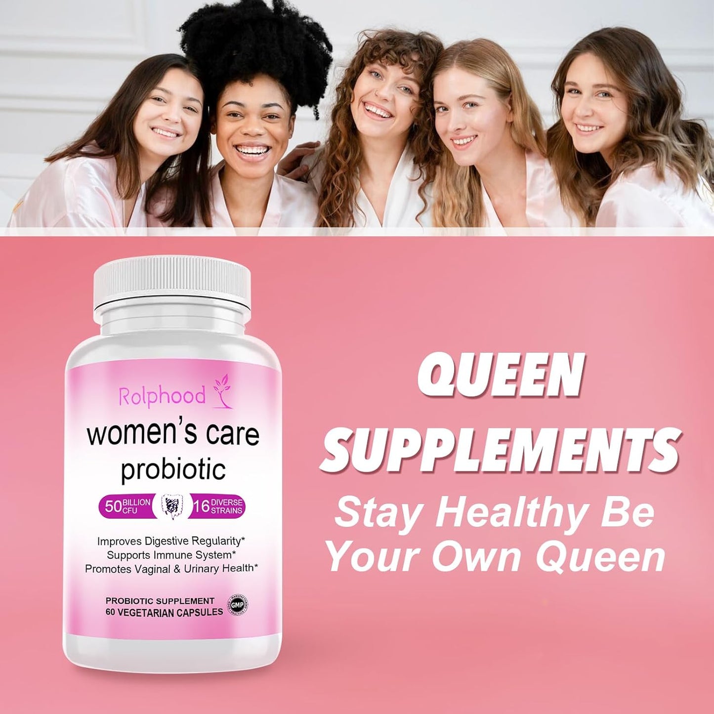 Women's Vaginal Probiotic Capsules with Prebiotics & Lactobacillus - Boost Immune & Digestive Health, Promote Vaginal Balance & Flora - 60 Capsules