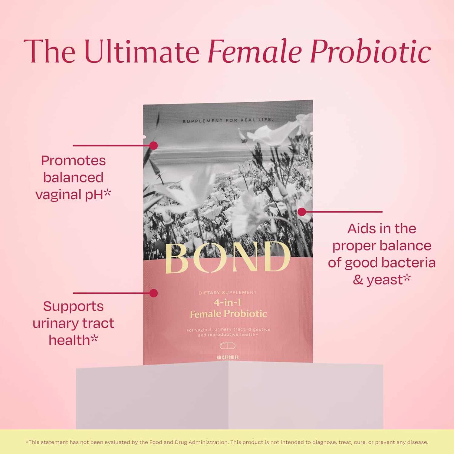 Women's Vaginal Probiotic with Lactobacillus, Cranberry, and Prebiotics - Supports Vaginal and Digestive Health - 60 Capsules