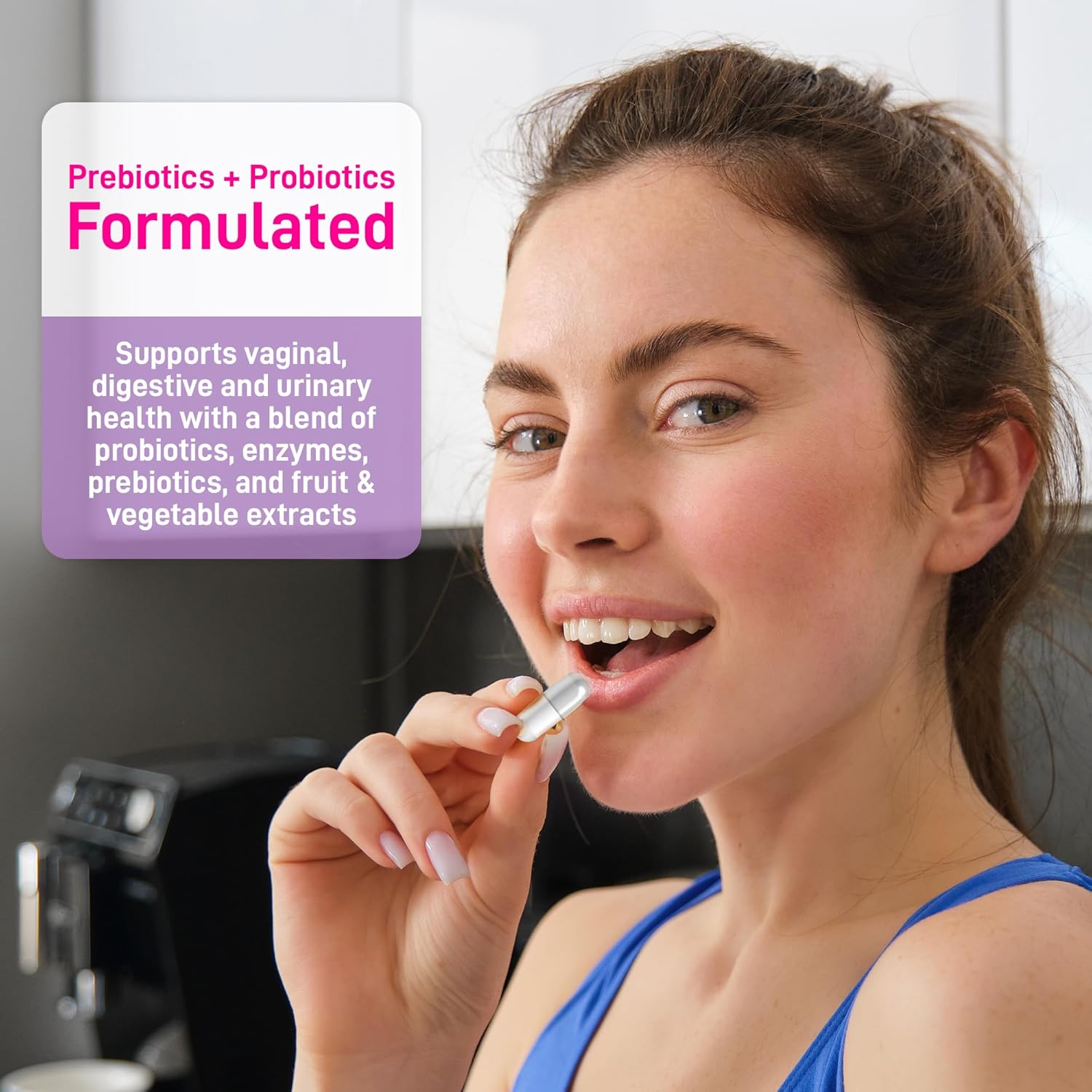 Women's Vaginal Probiotics - 100 Billion CFUs, 34 Strains, Prebiotics, Digestive Enzymes, D Mannose, Hibiscus, Cranberry - 60 Capsules