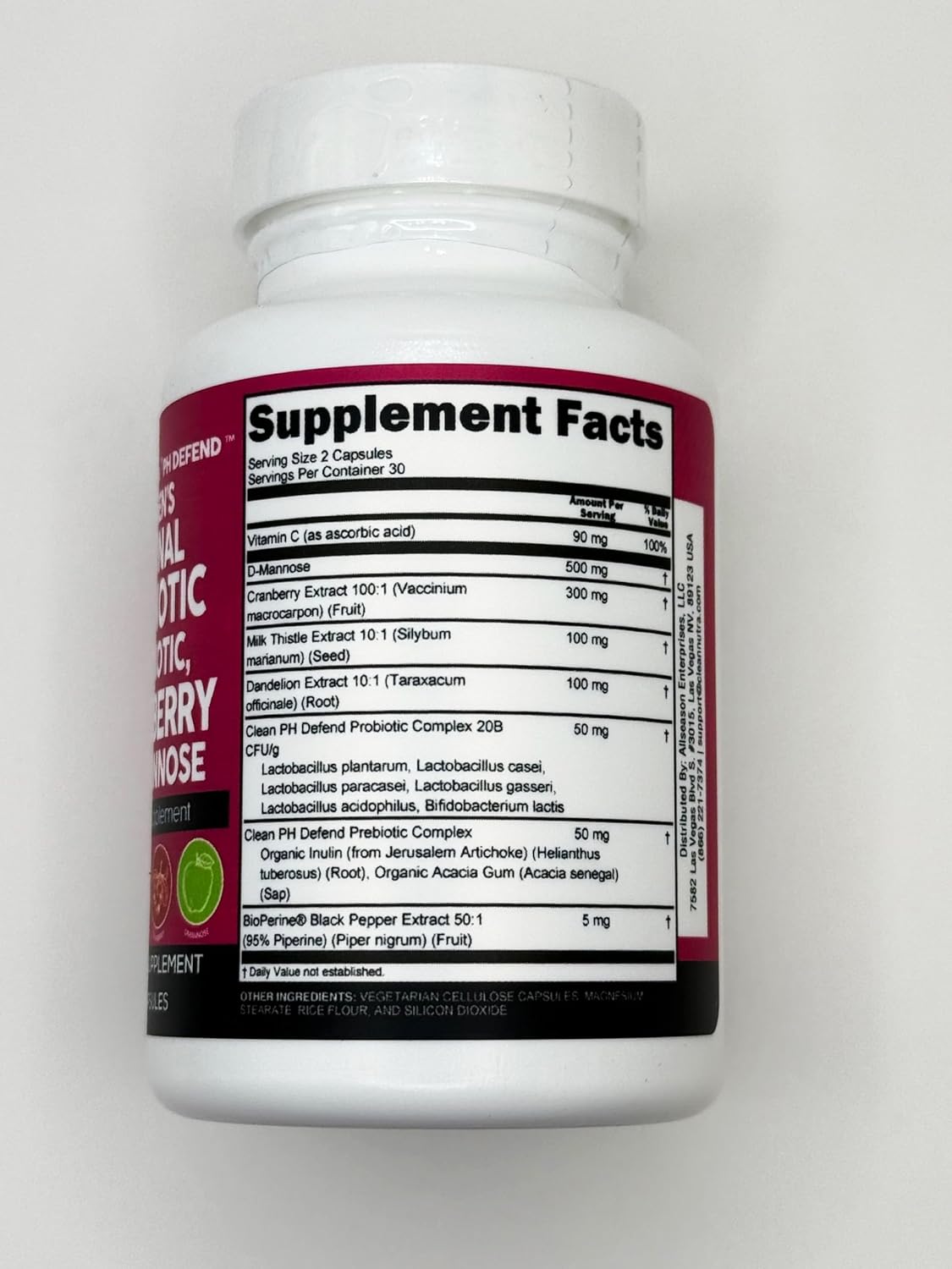 Women's Vaginal Probiotics with Cranberry and D-Mannose for Urinary Tract and pH Balance - 1 Pack