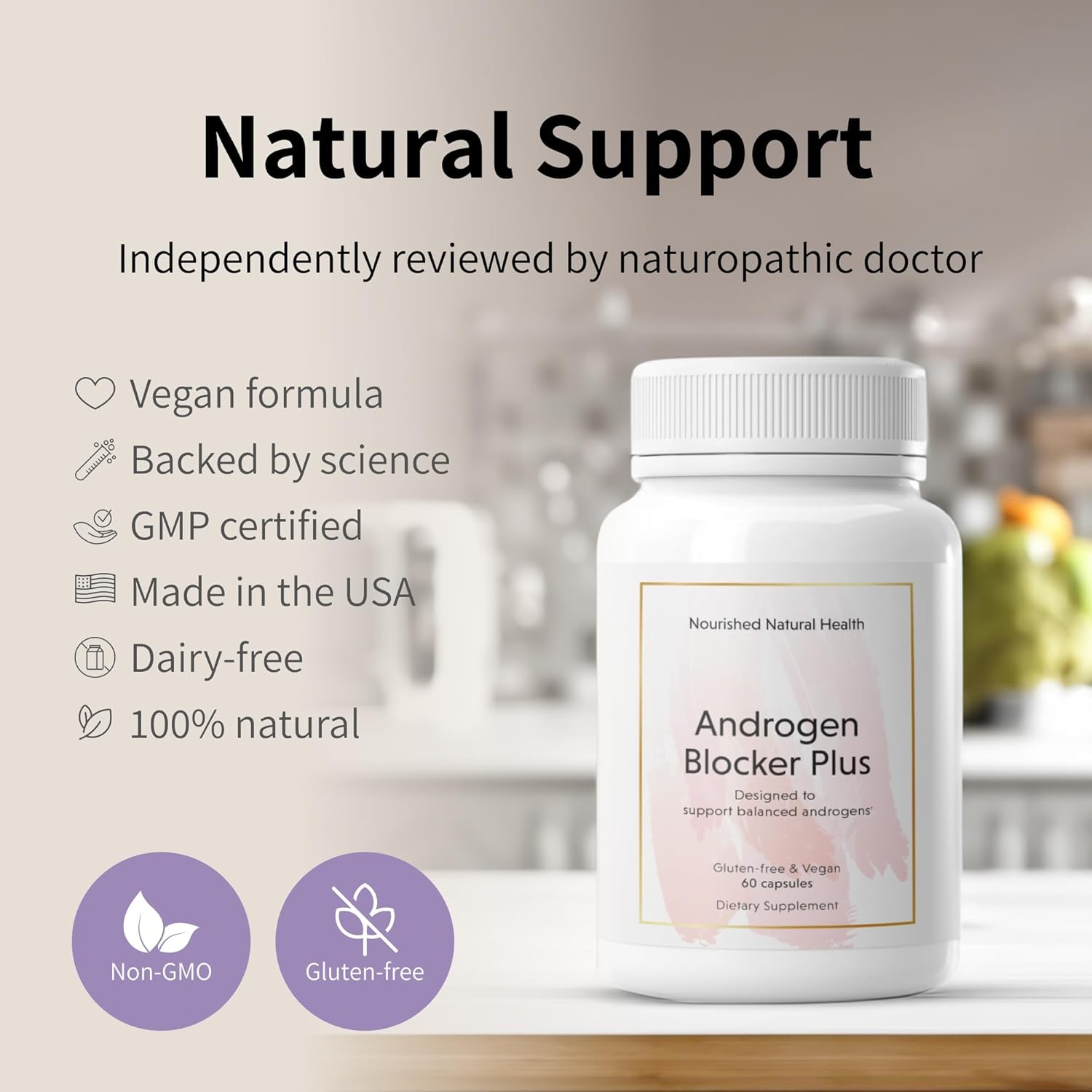 Women's Vegan Androgen Blocker Plus Supplement with Zinc & Saw Palmetto - Natural Formula for Wellness Support and Daily Balance (180 Capsules)