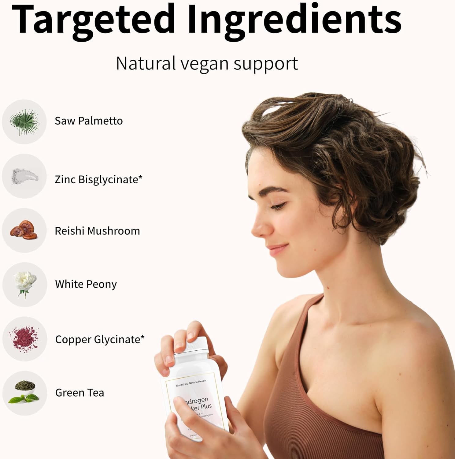 Women's Vegan Androgen Blocker Plus Supplement with Zinc & Saw Palmetto - Natural Formula for Wellness Support and Daily Balance (180 Capsules)