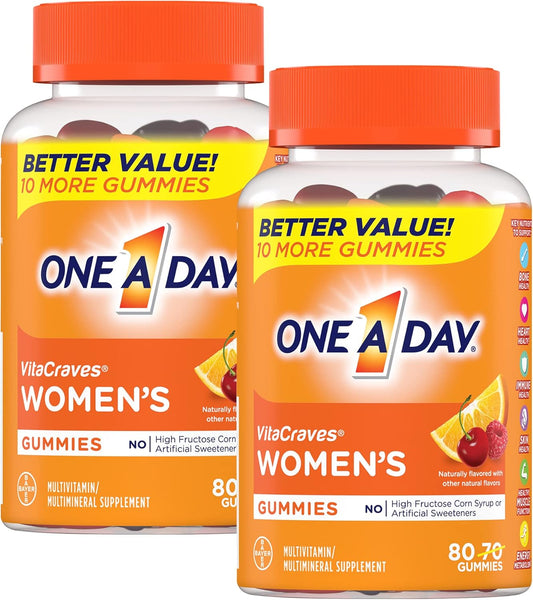 Women's VitaCraves Multivitamin Gummies with Vitamins A, C, E, B6, B12, Calcium, and D - 80 Count x 2 Pack
