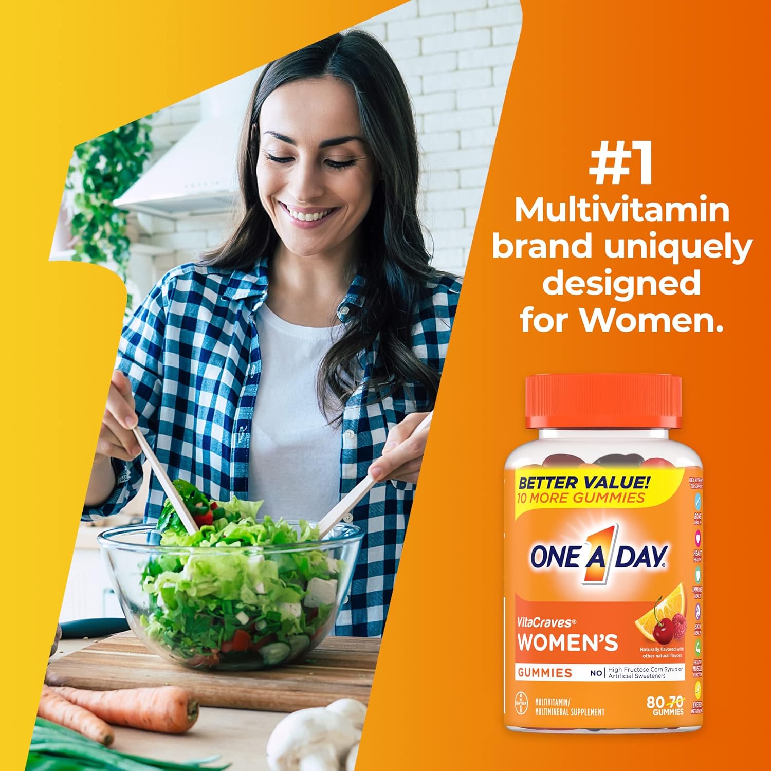 Women's VitaCraves Multivitamin Gummies with Vitamins A, C, E, B6, B12, Calcium, and D - 80 Count x 2 Pack