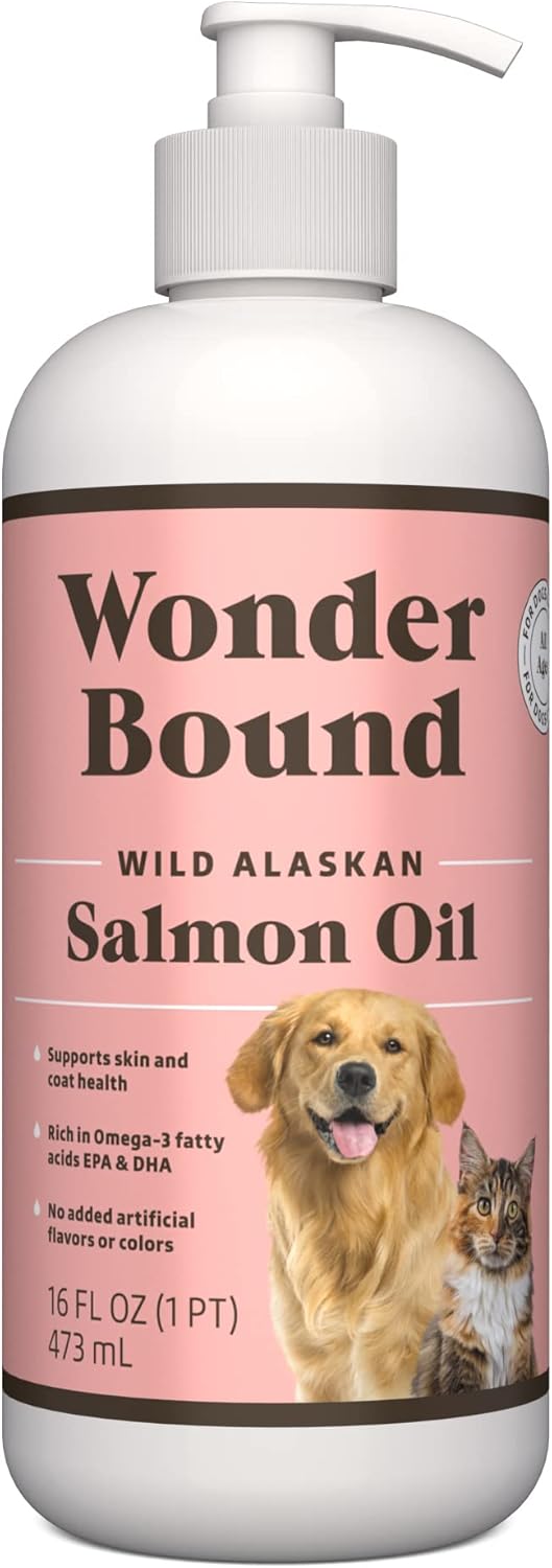 Wonder Bound Wild Alaskan Salmon Oil for Pets, 16 fl oz - Omega-3 Supplement for Dogs and Cats