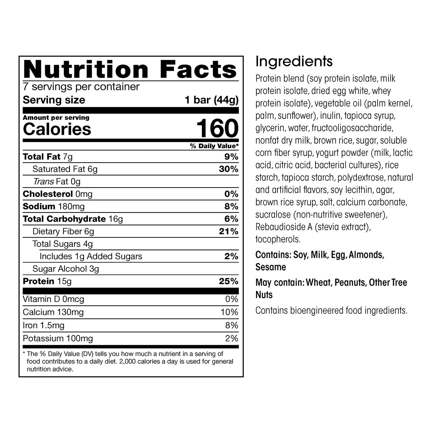 WonderSlim Protein and Fiber Bar, Vanilla Crisp - High Protein, High Fiber, Gluten-Free (7 Bars)